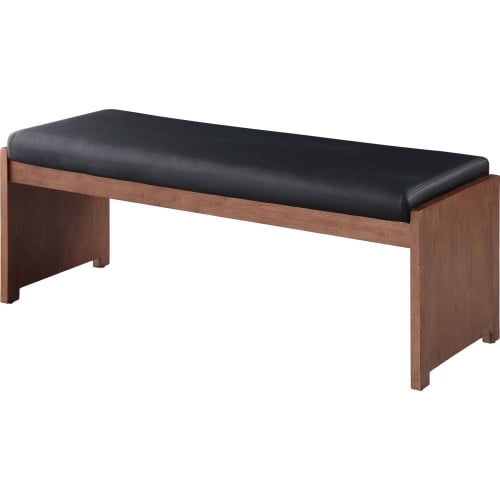 Emma Dining Bench in Black Leatherette & Walnut Veneer